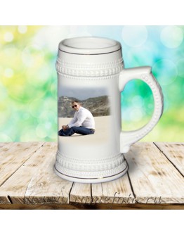 Кружка пивная керамическая 0,65 л с золотой каймой